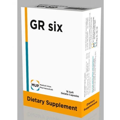 GR Six Dietary Supplement ( Dry Ginseng Roots Extract + Royal jelly + Wheat Germ Oil + Safflower Oil + Yeast Concentrate + Bioflavonoids ) 16 soft gelatin capsules